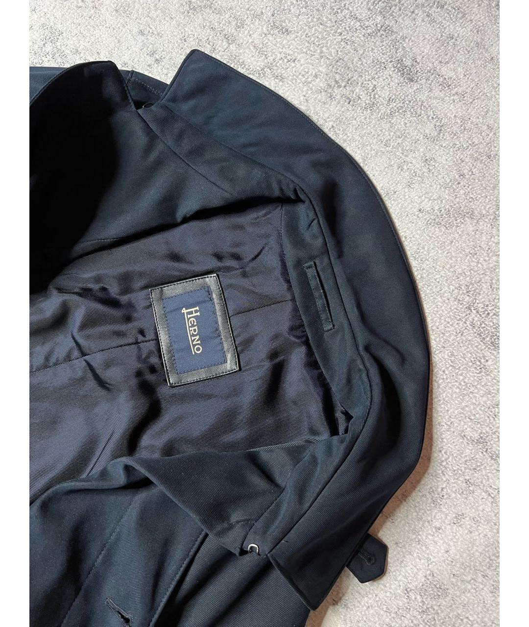 HERNO Темно-синий полиэстеровый тренч / плащ, фото 7