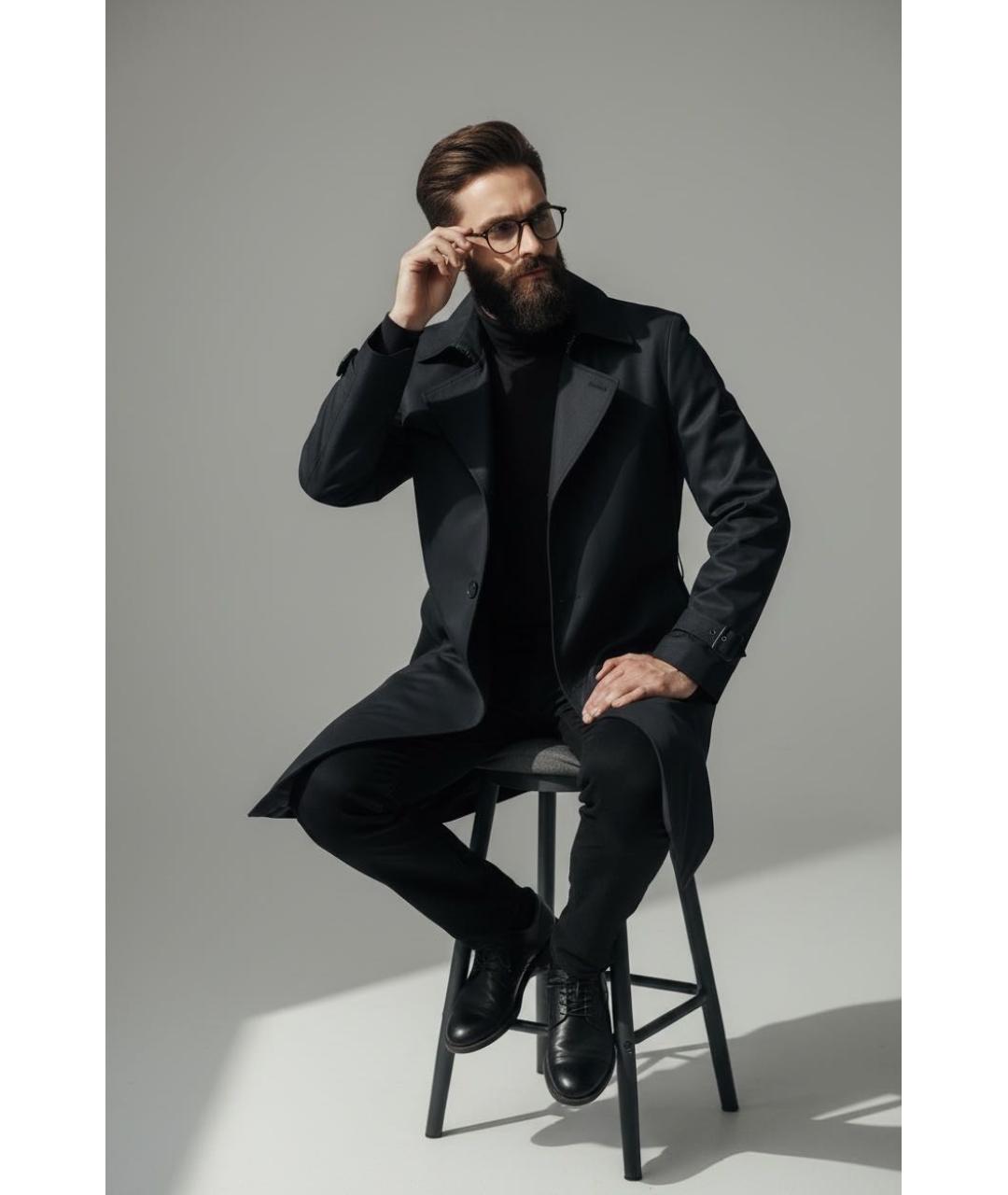 HERNO Темно-синий полиэстеровый тренч / плащ, фото 2