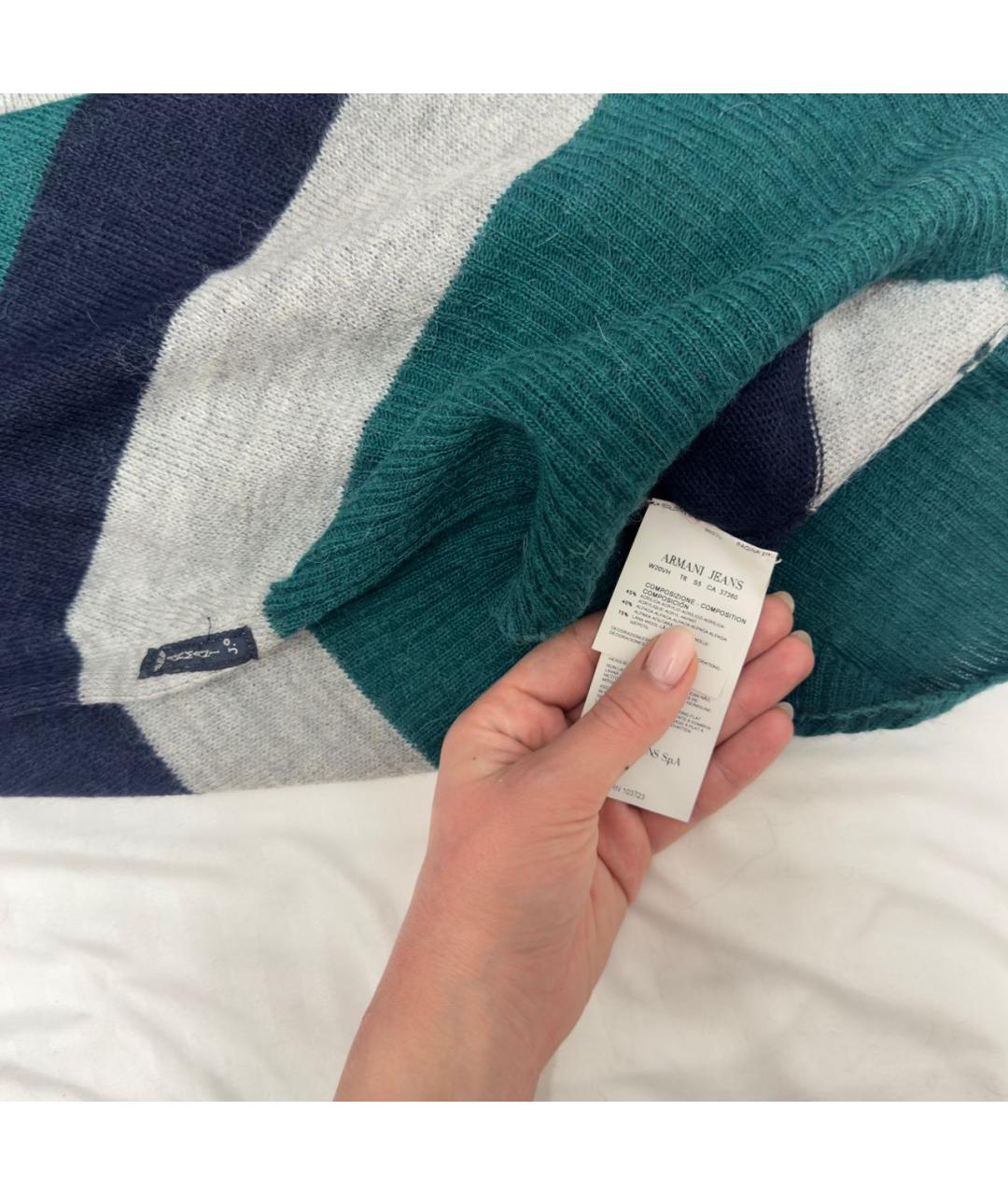 ARMANI JEANS Темно-синий шерстяной джемпер / свитер, фото 3