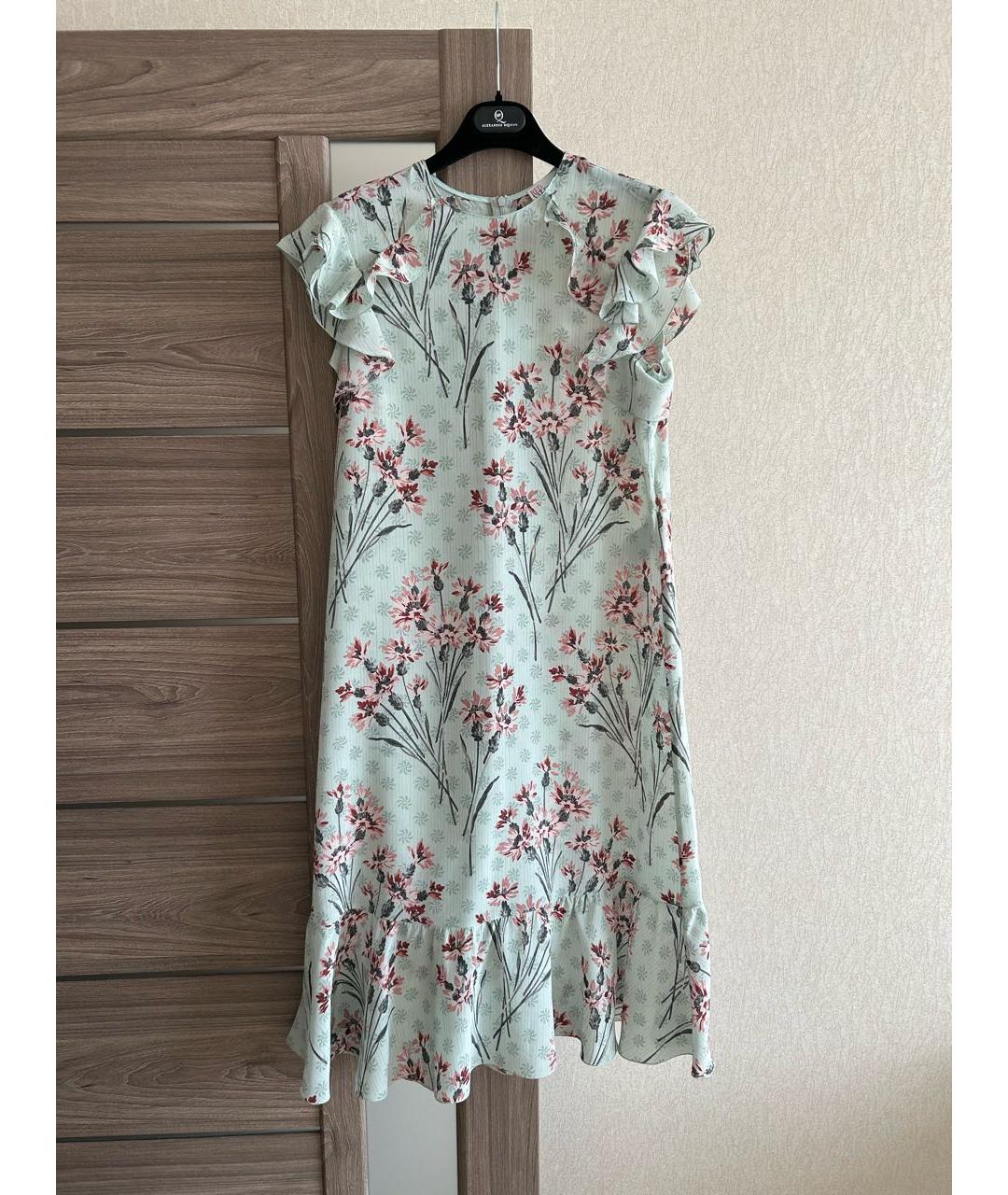 RED VALENTINO Зеленые шелковое повседневное платье, фото 9