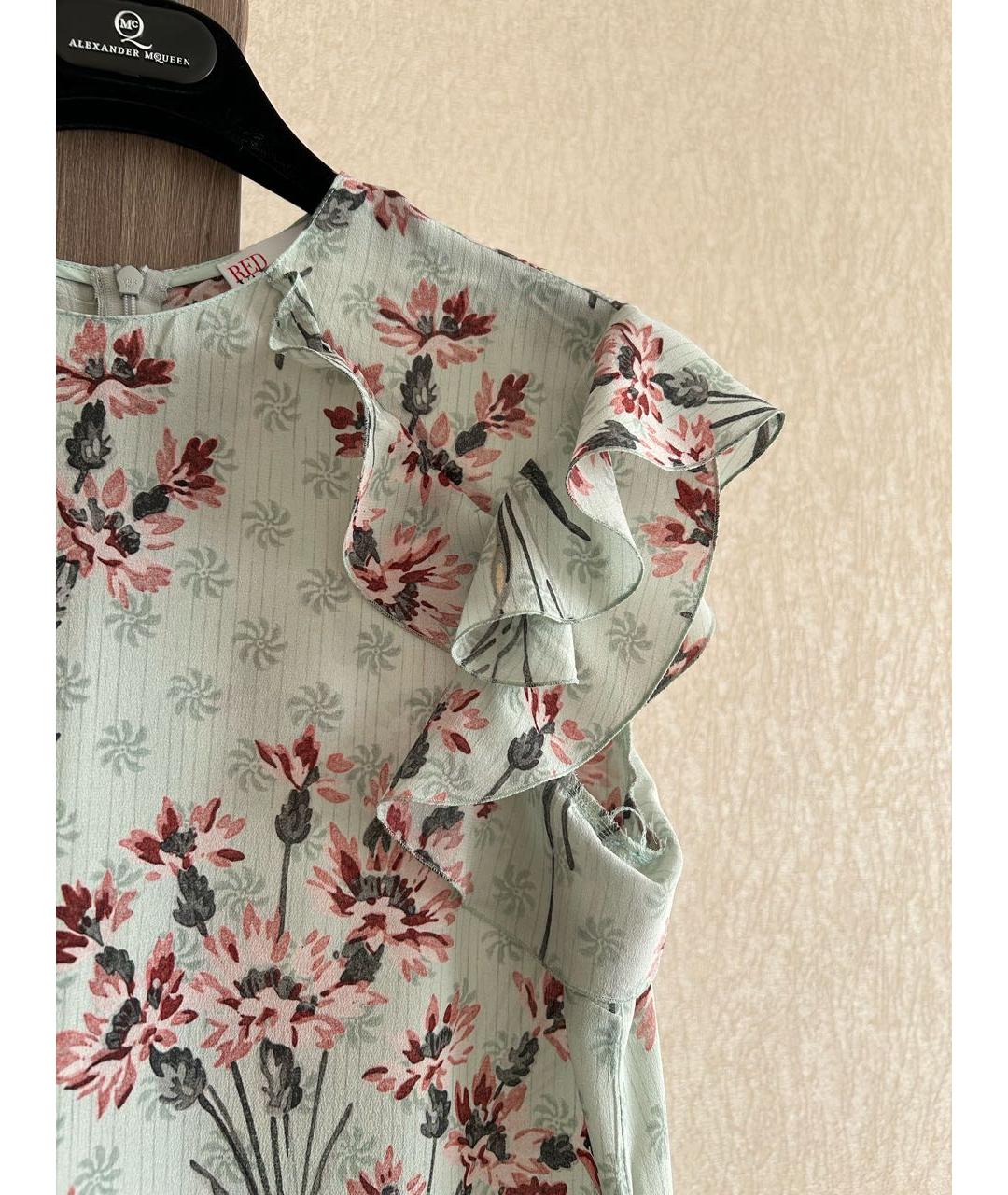 RED VALENTINO Зеленые шелковое повседневное платье, фото 5