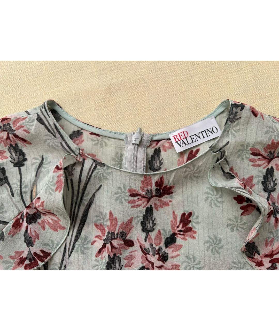 RED VALENTINO Зеленые шелковое повседневное платье, фото 4