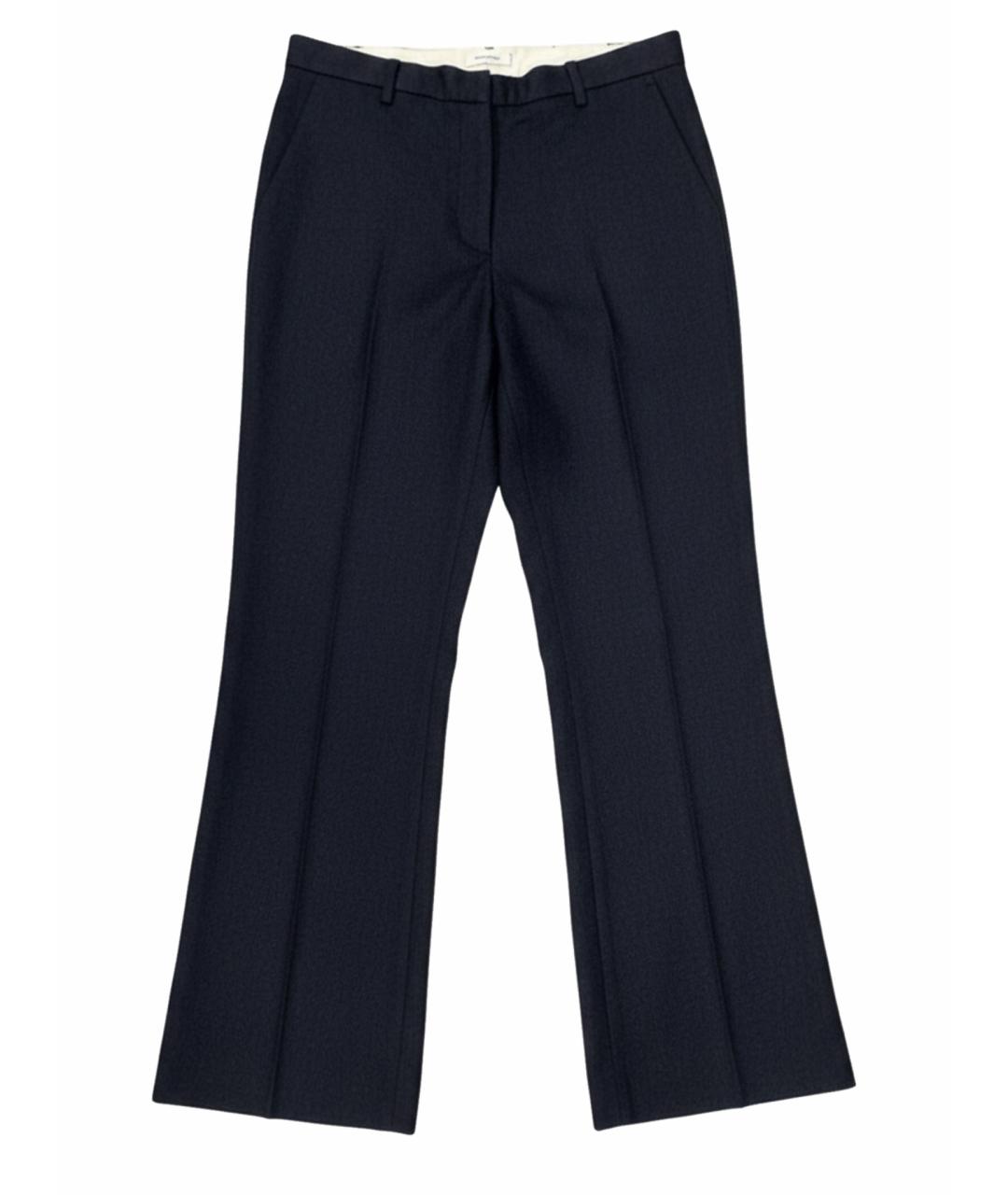 MOSCHINO Темно-синие шерстяные классические брюки, фото 1