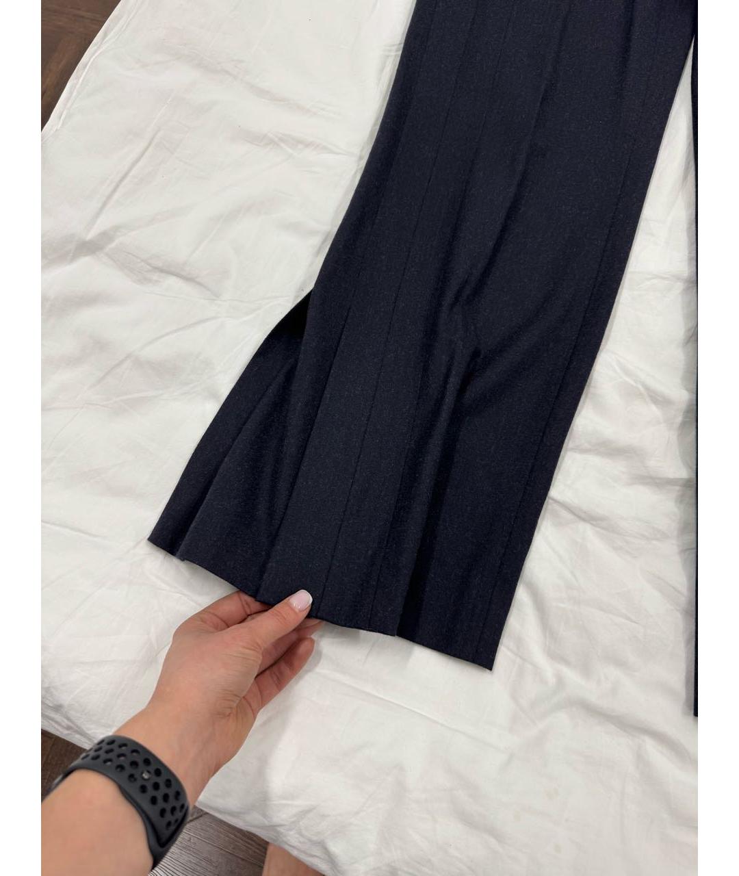 MOSCHINO Темно-синие шерстяные классические брюки, фото 3