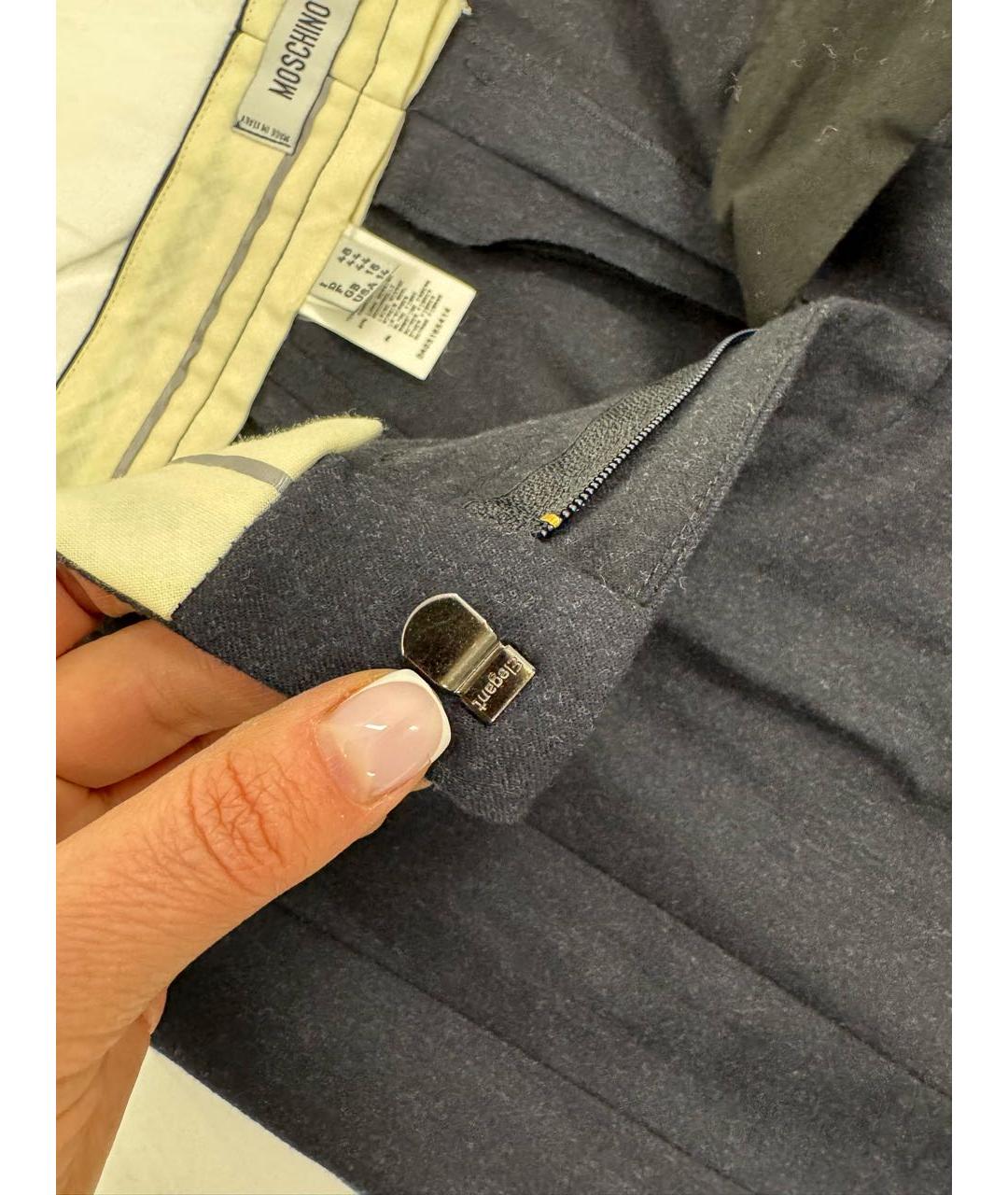 MOSCHINO Темно-синие шерстяные классические брюки, фото 7
