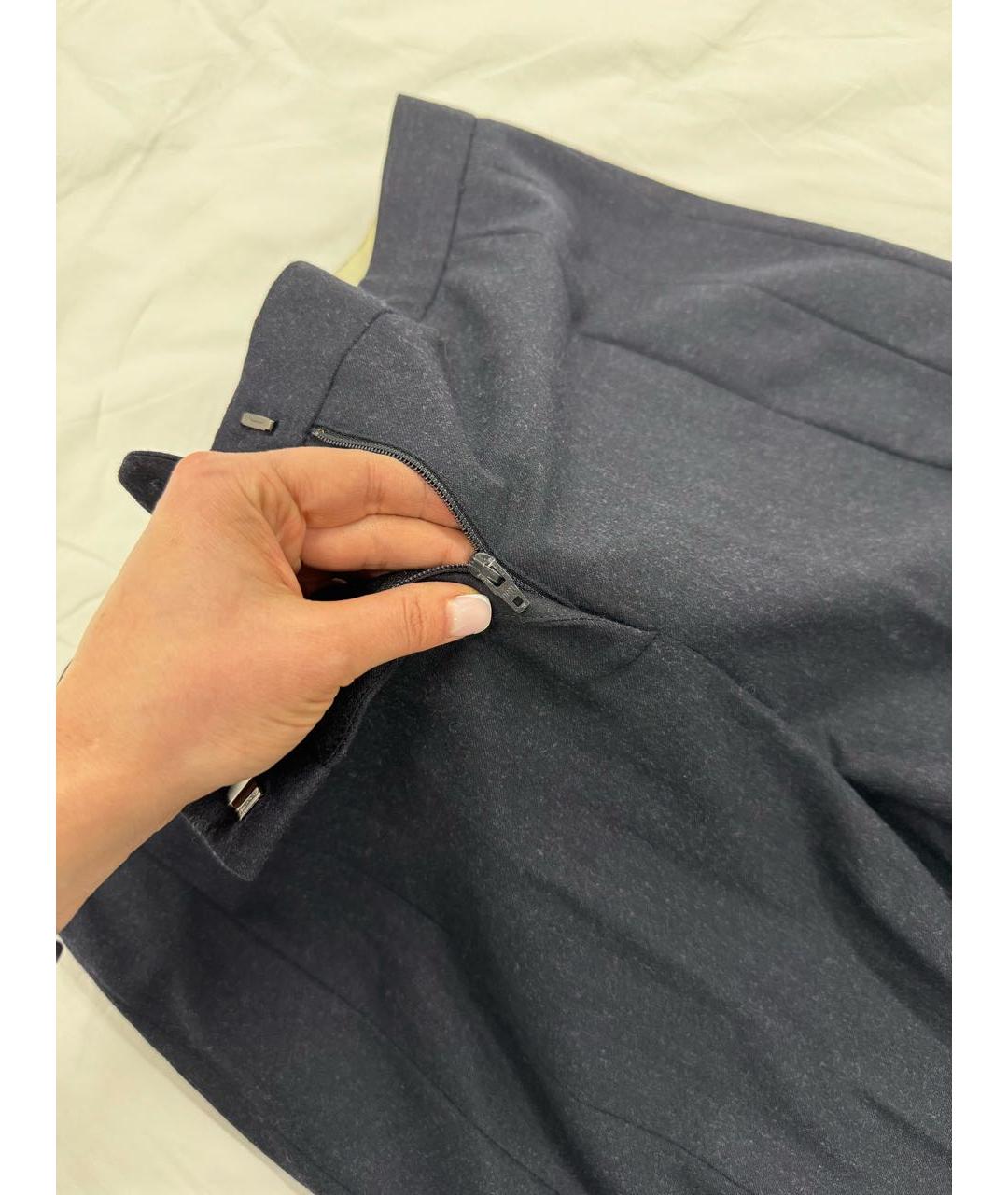 MOSCHINO Темно-синие шерстяные классические брюки, фото 6