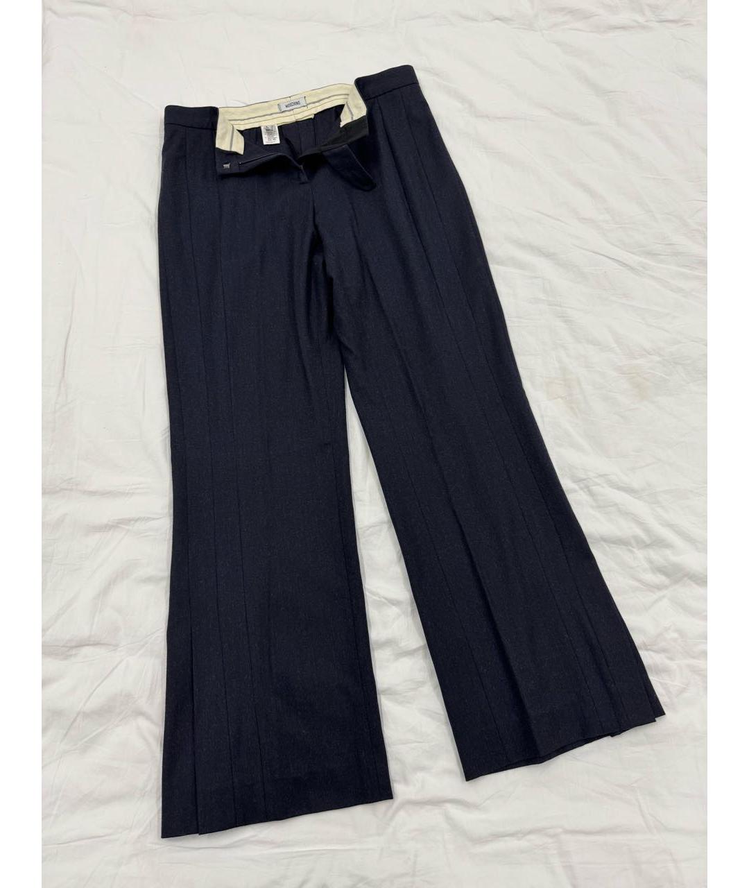 MOSCHINO Темно-синие шерстяные классические брюки, фото 2