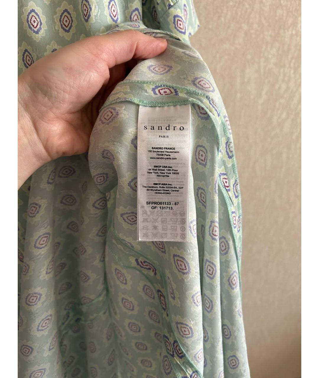 SANDRO Зеленые ацетатное повседневное платье, фото 5
