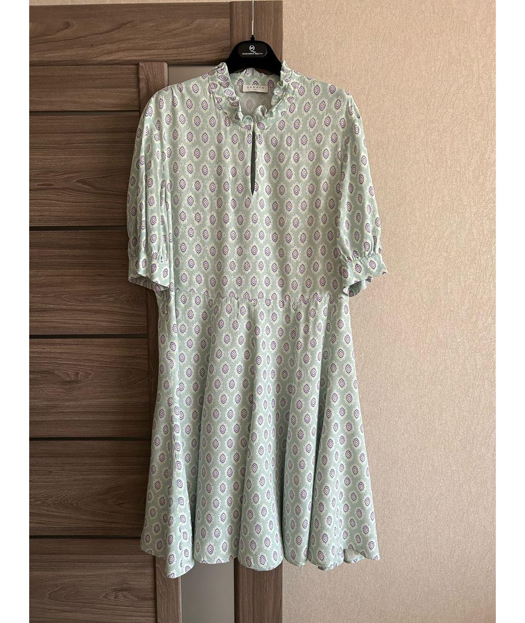 SANDRO Зеленые ацетатное повседневное платье, фото 6