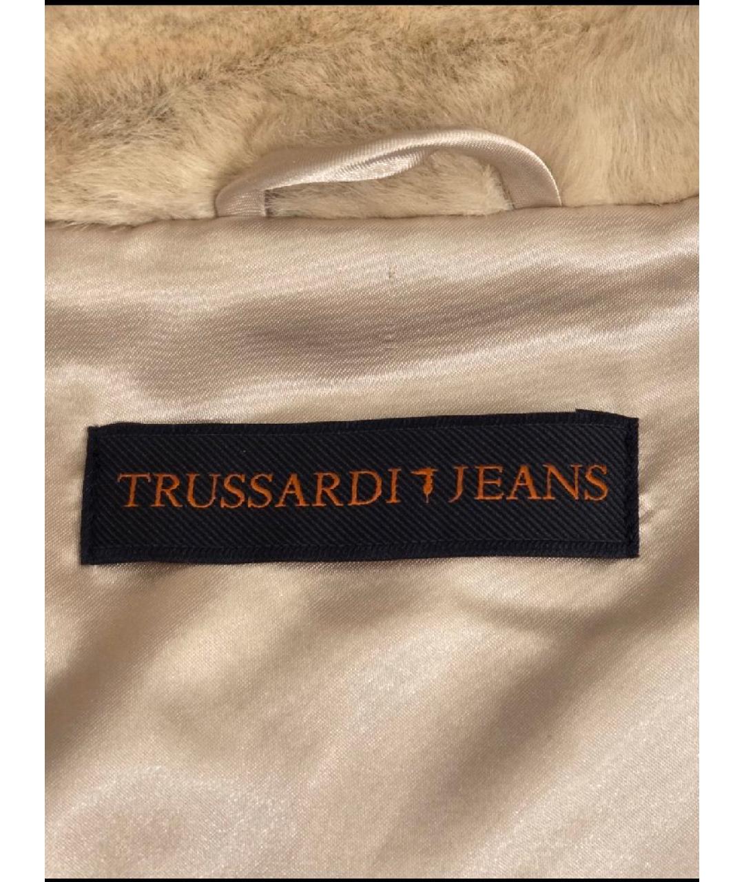 TRUSSARDI JEANS Бежевая полиэстеровая шуба, фото 3