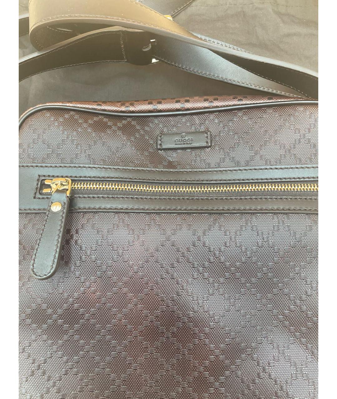 GUCCI Коричневая кожаная сумка на плечо, фото 3