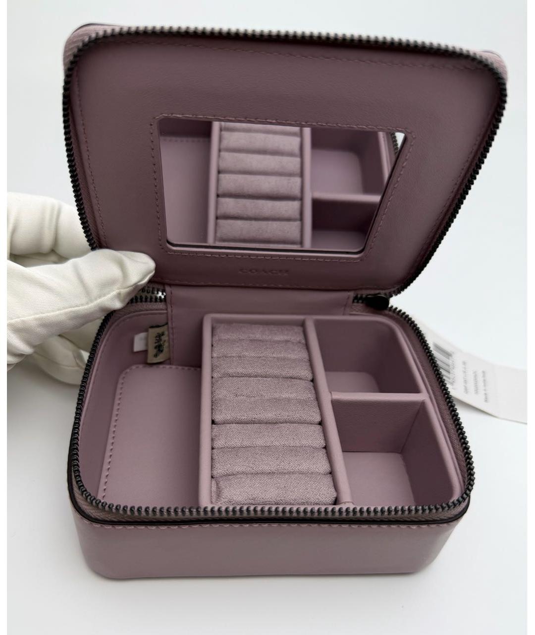 COACH Розовая кожаная косметичка, фото 6
