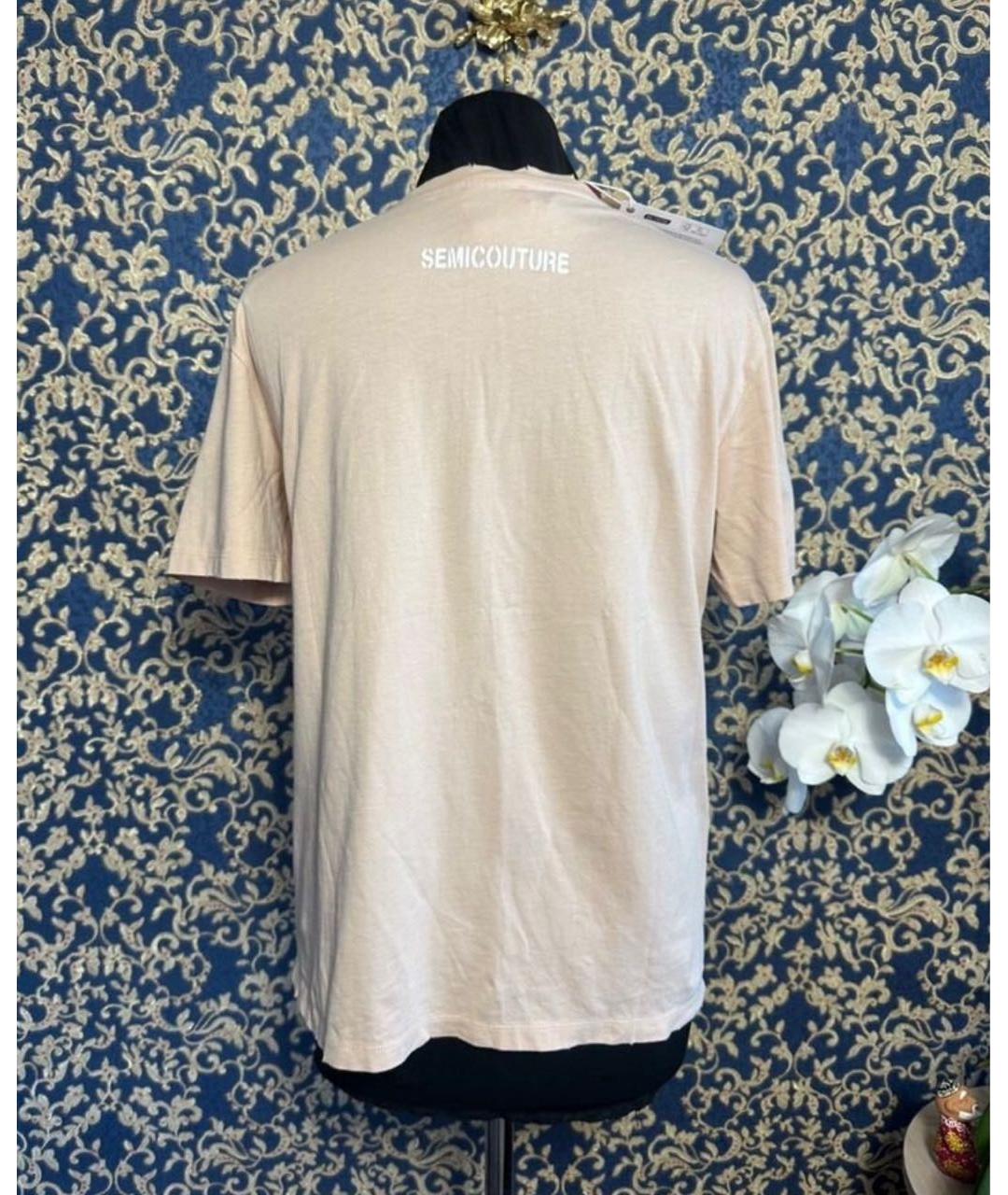 SEMICOUTURE Бежевая хлопковая футболка, фото 2
