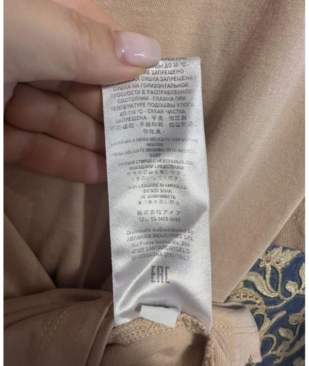 SEMICOUTURE Бежевая хлопковая футболка, фото 6