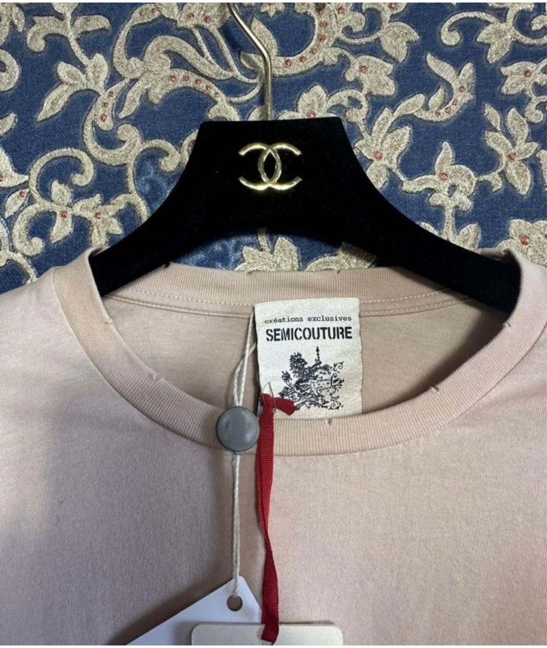 SEMICOUTURE Бежевая хлопковая футболка, фото 4