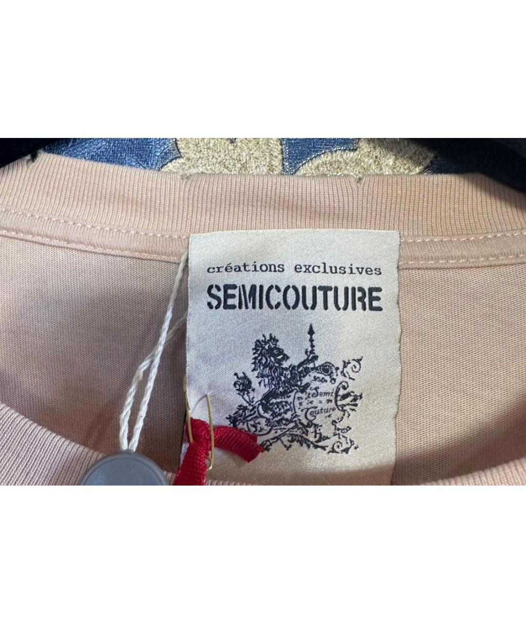 SEMICOUTURE Бежевая хлопковая футболка, фото 7