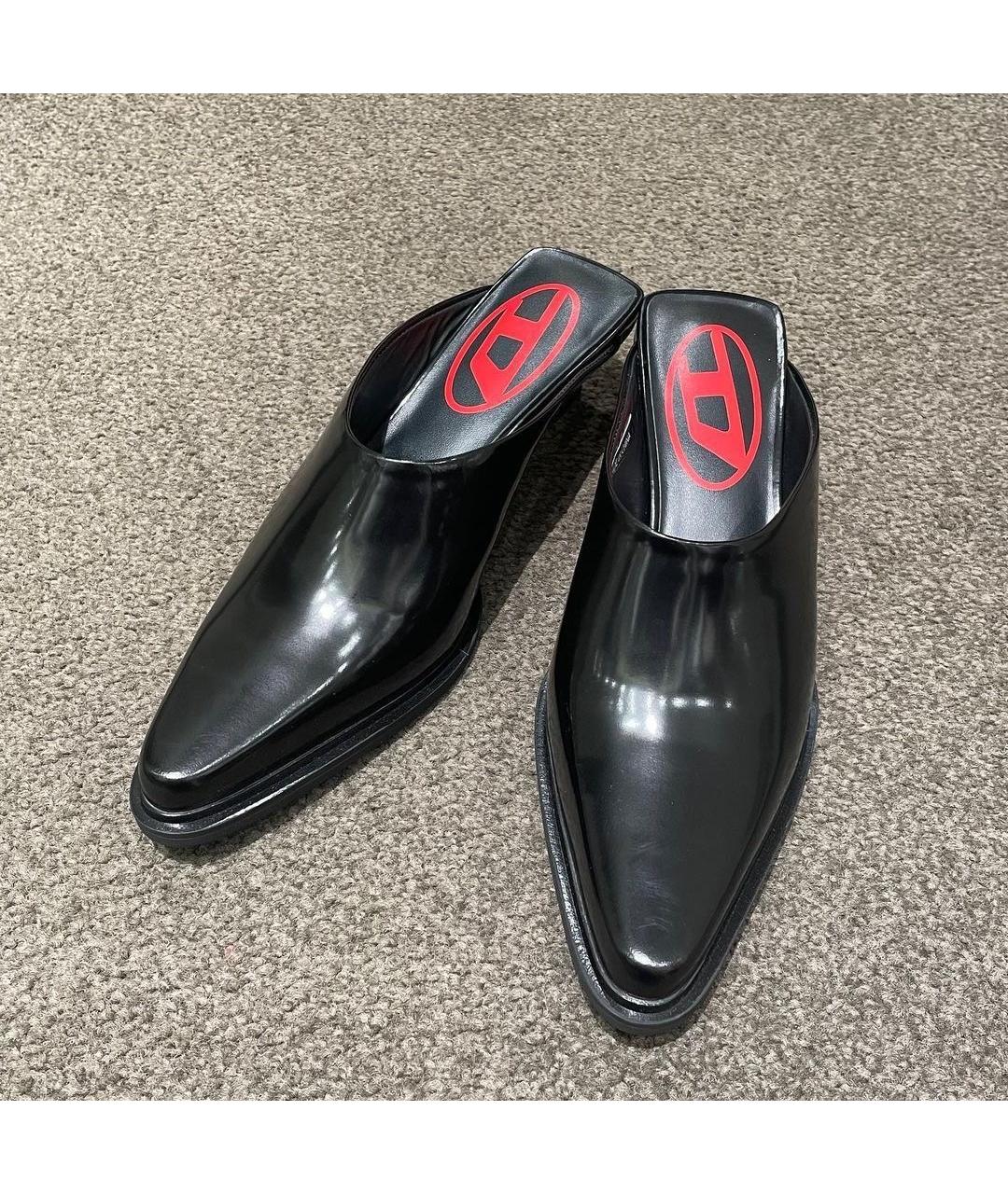 DIESEL Черные мюли из лакированной кожи, фото 5