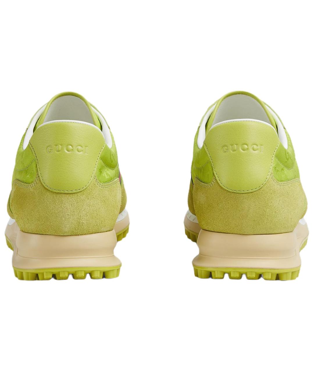 GUCCI Зеленые текстильные низкие кроссовки / кеды, фото 5