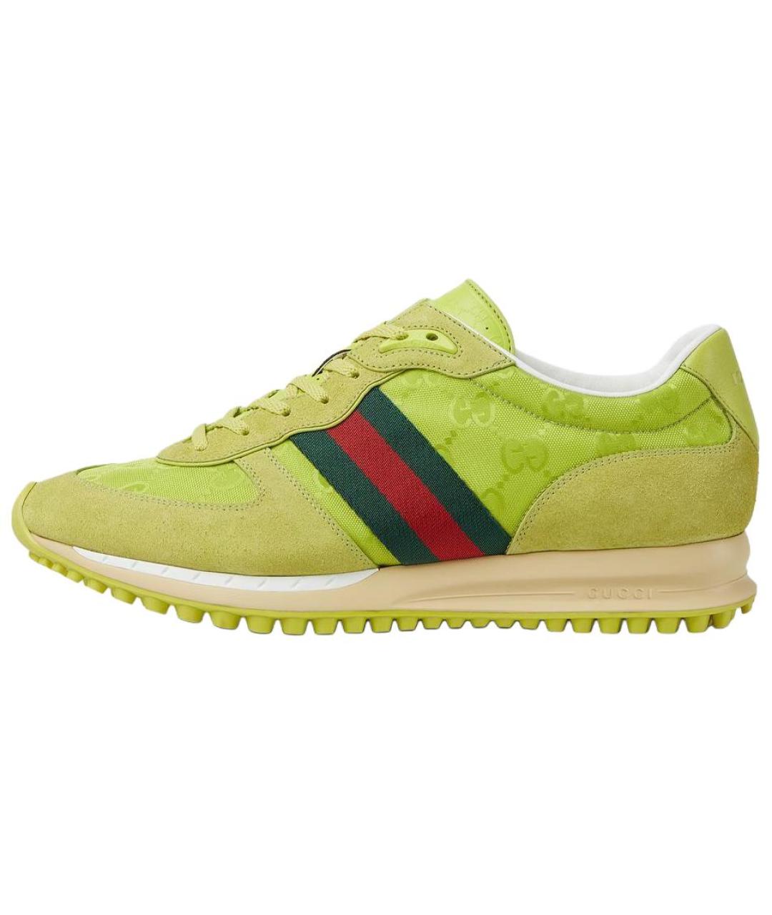 GUCCI Зеленые текстильные низкие кроссовки / кеды, фото 2