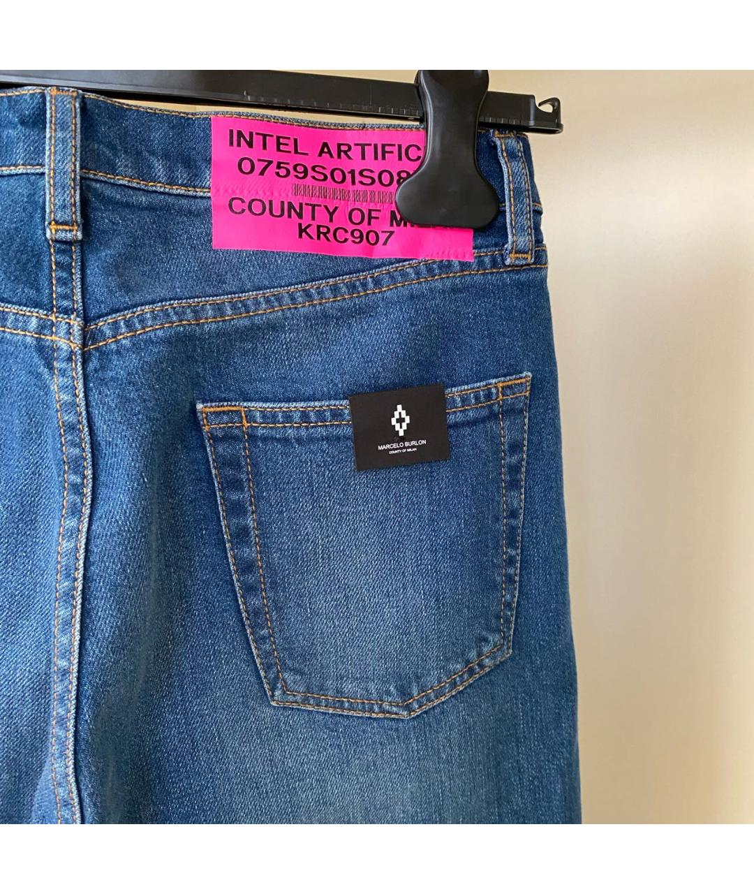 MARCELO BURLON Голубые хлопко-эластановые джинсы слим, фото 7