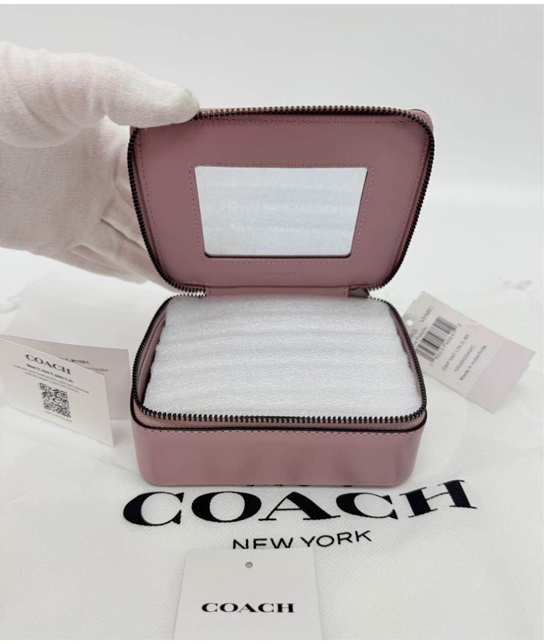 COACH Розовая кожаная косметичка, фото 3