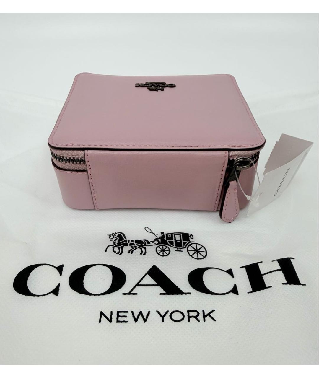 COACH Розовая кожаная косметичка, фото 4