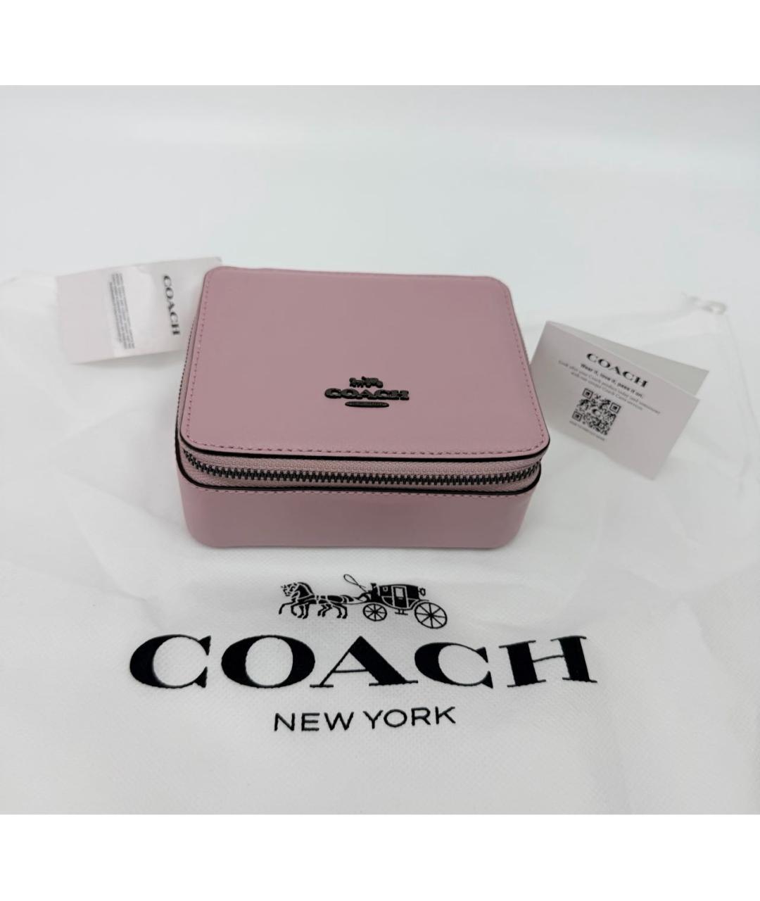 COACH Розовая кожаная косметичка, фото 2