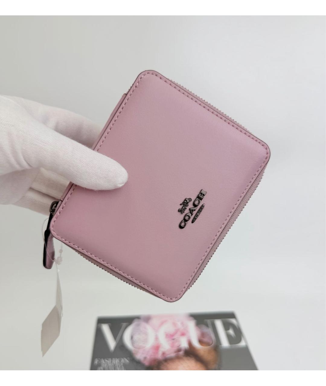 COACH Розовая кожаная косметичка, фото 7