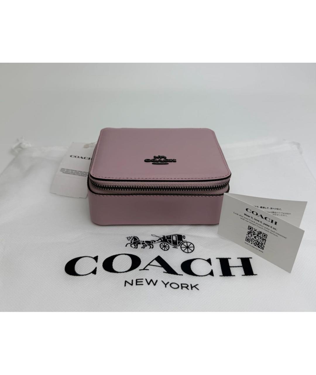 COACH Розовая кожаная косметичка, фото 2