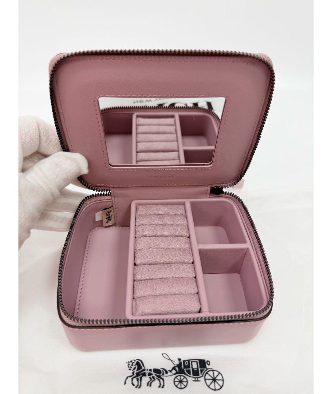 COACH Розовая кожаная косметичка, фото 6