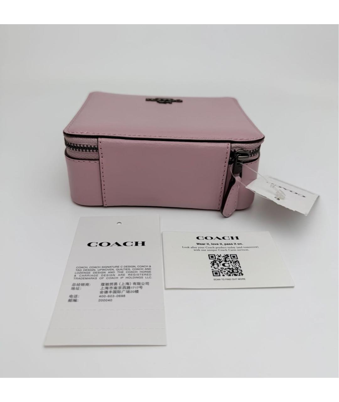 COACH Розовая кожаная косметичка, фото 6