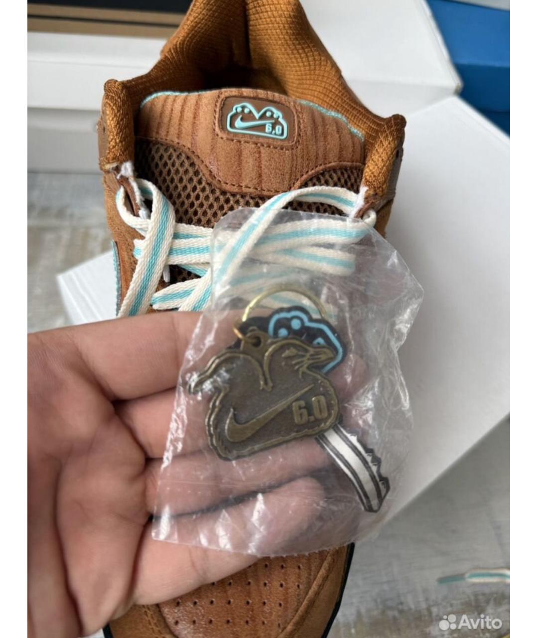 NIKE Коричневые кожаные низкие кроссовки / кеды, фото 6