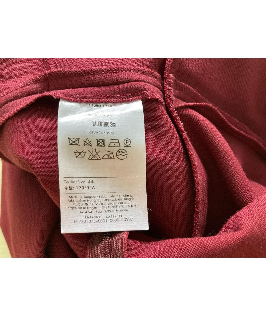 RED VALENTINO Бордовое вискозное повседневное платье, фото 4