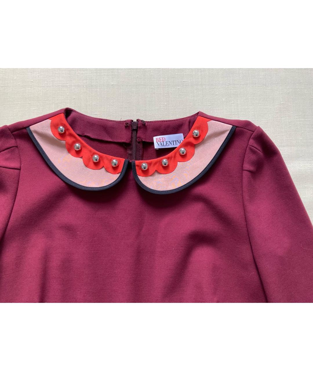 RED VALENTINO Бордовое вискозное повседневное платье, фото 2