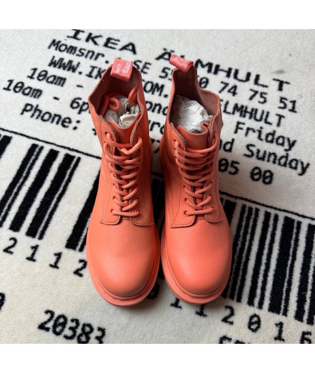 DR. MARTENS Коралловые кожаные ботинки, фото 2