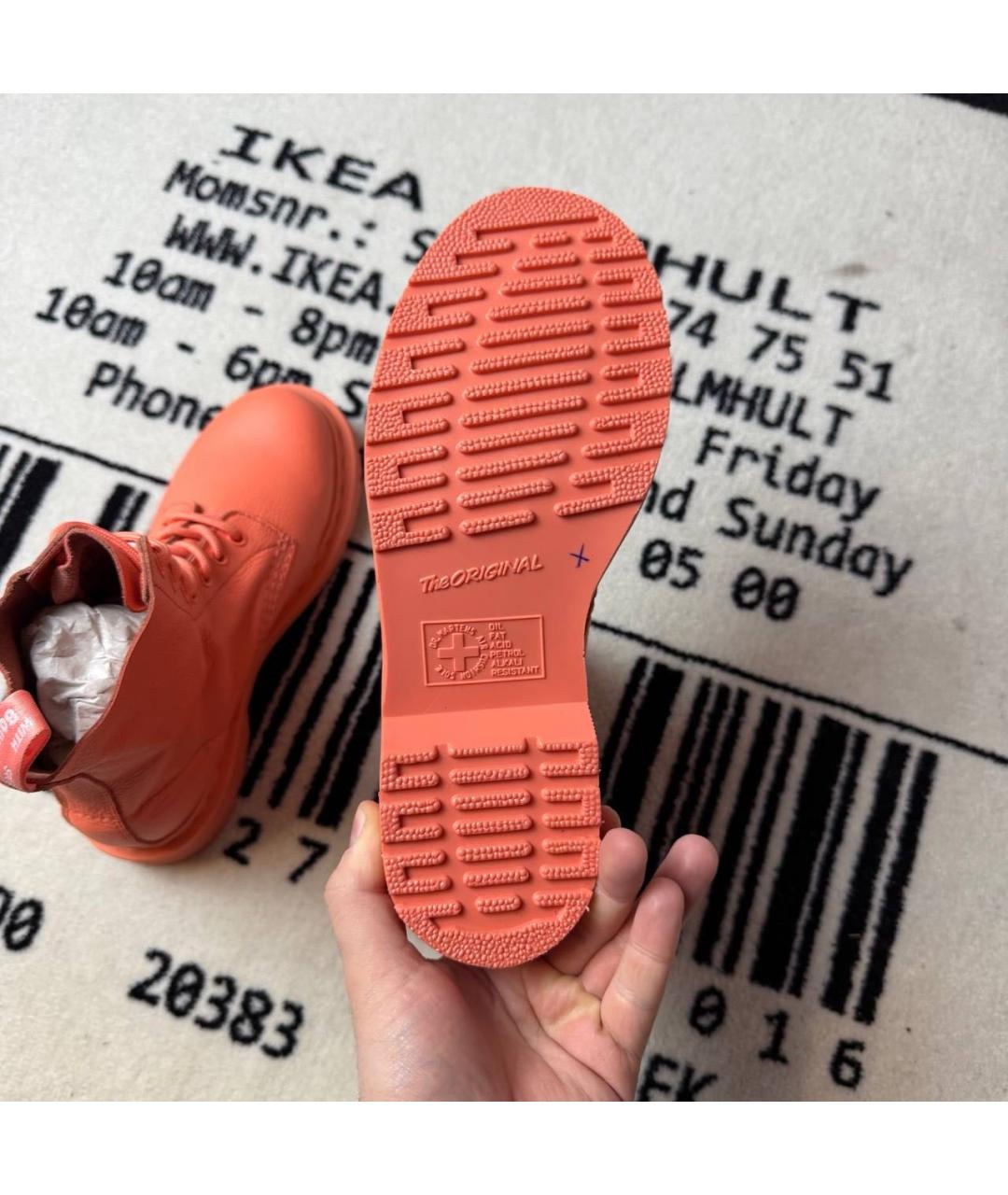 DR. MARTENS Коралловые кожаные ботинки, фото 5