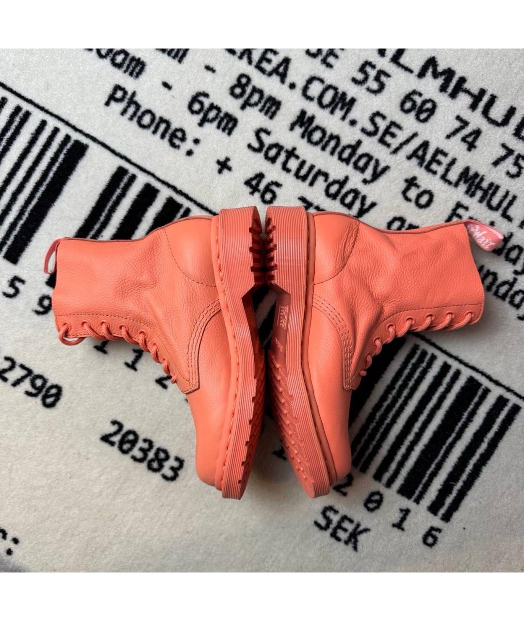 DR. MARTENS Коралловые кожаные ботинки, фото 3