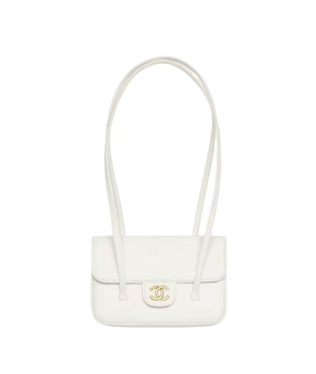 CHANEL Белая кожаная сумка с короткими ручками, фото 3