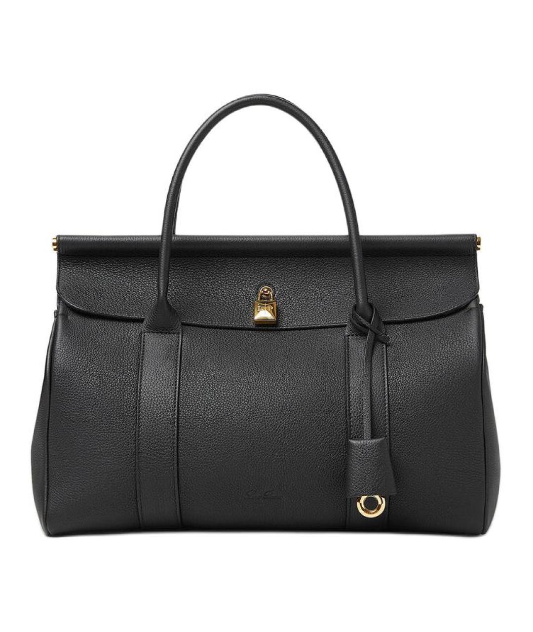 LORO PIANA Черная кожаная сумка тоут, фото 1