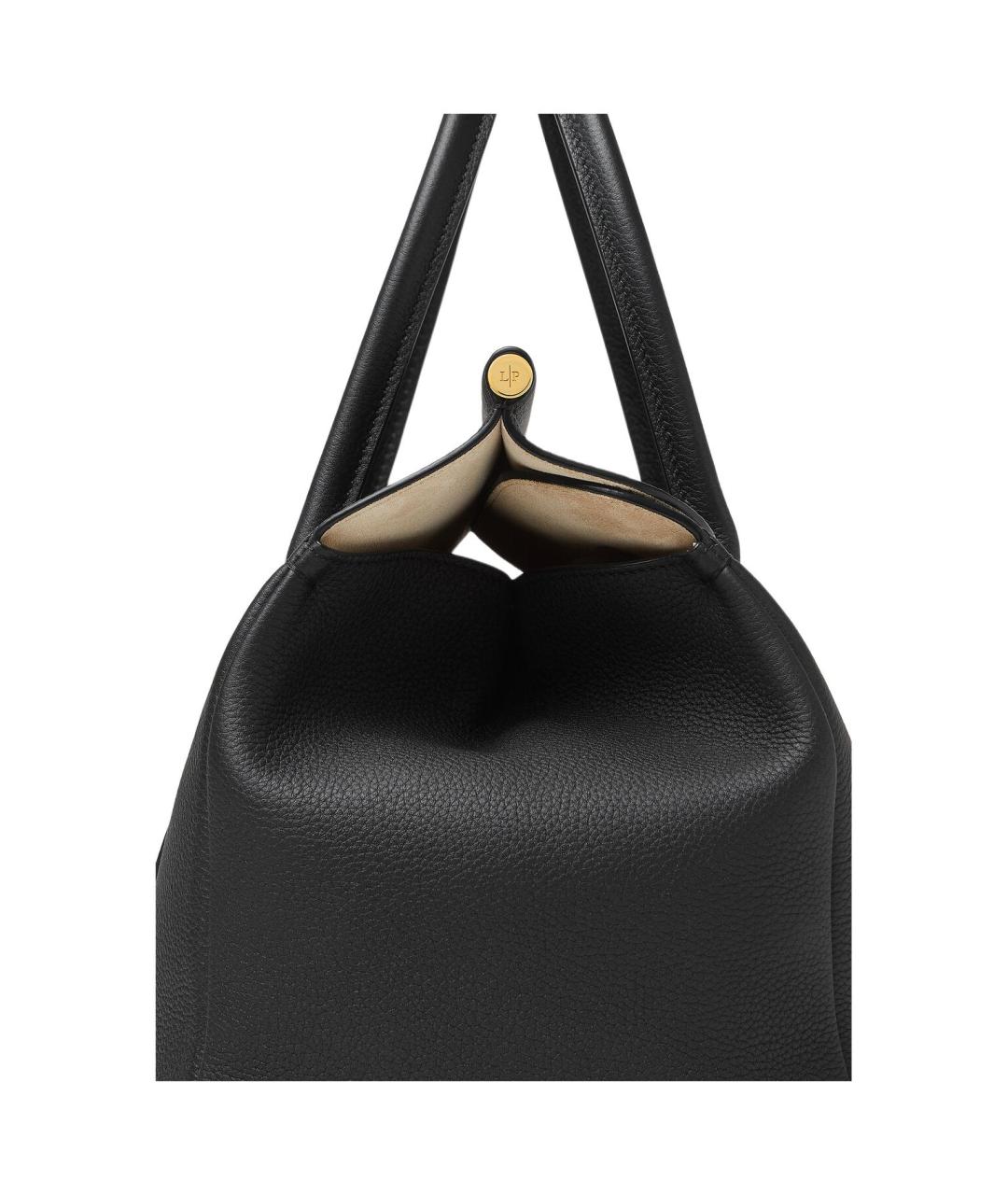 LORO PIANA Черная кожаная сумка тоут, фото 4