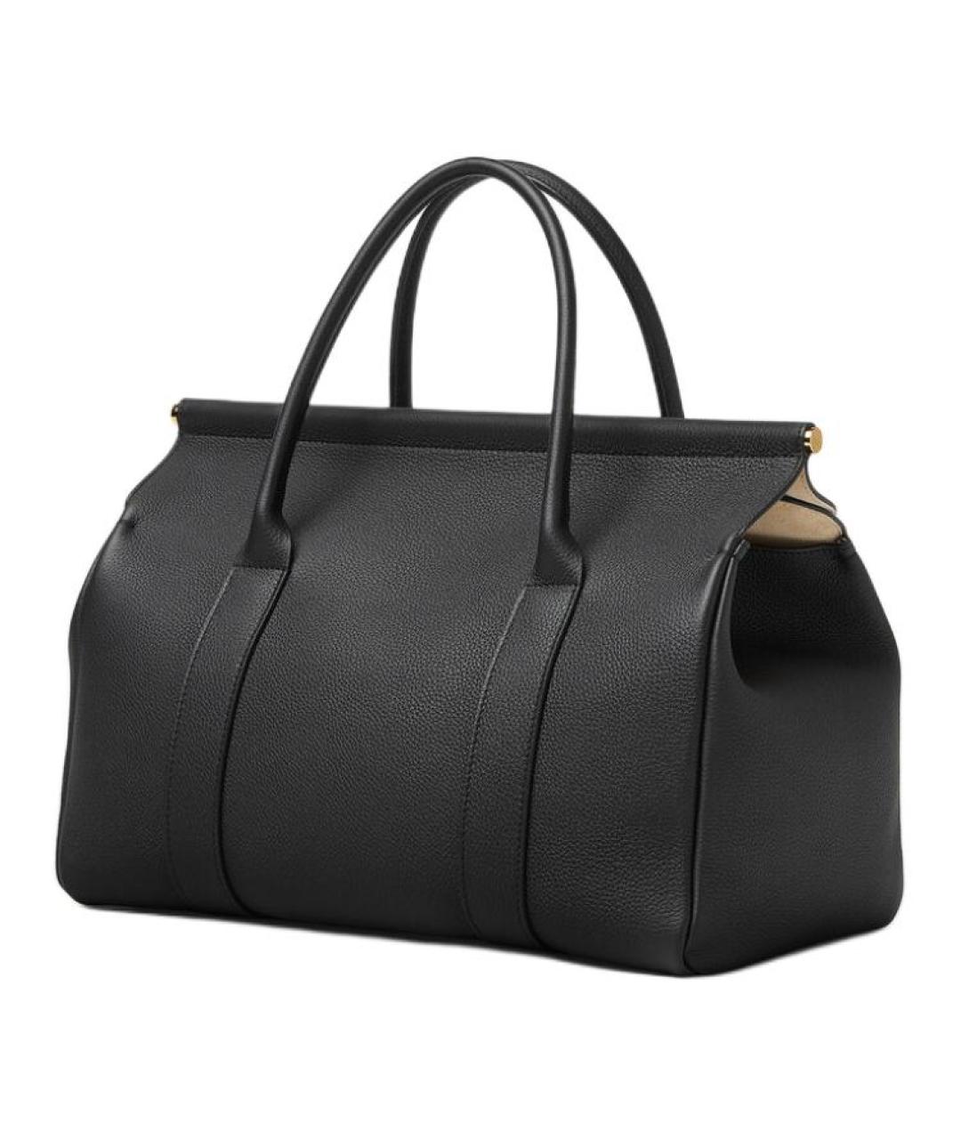 LORO PIANA Черная кожаная сумка тоут, фото 2