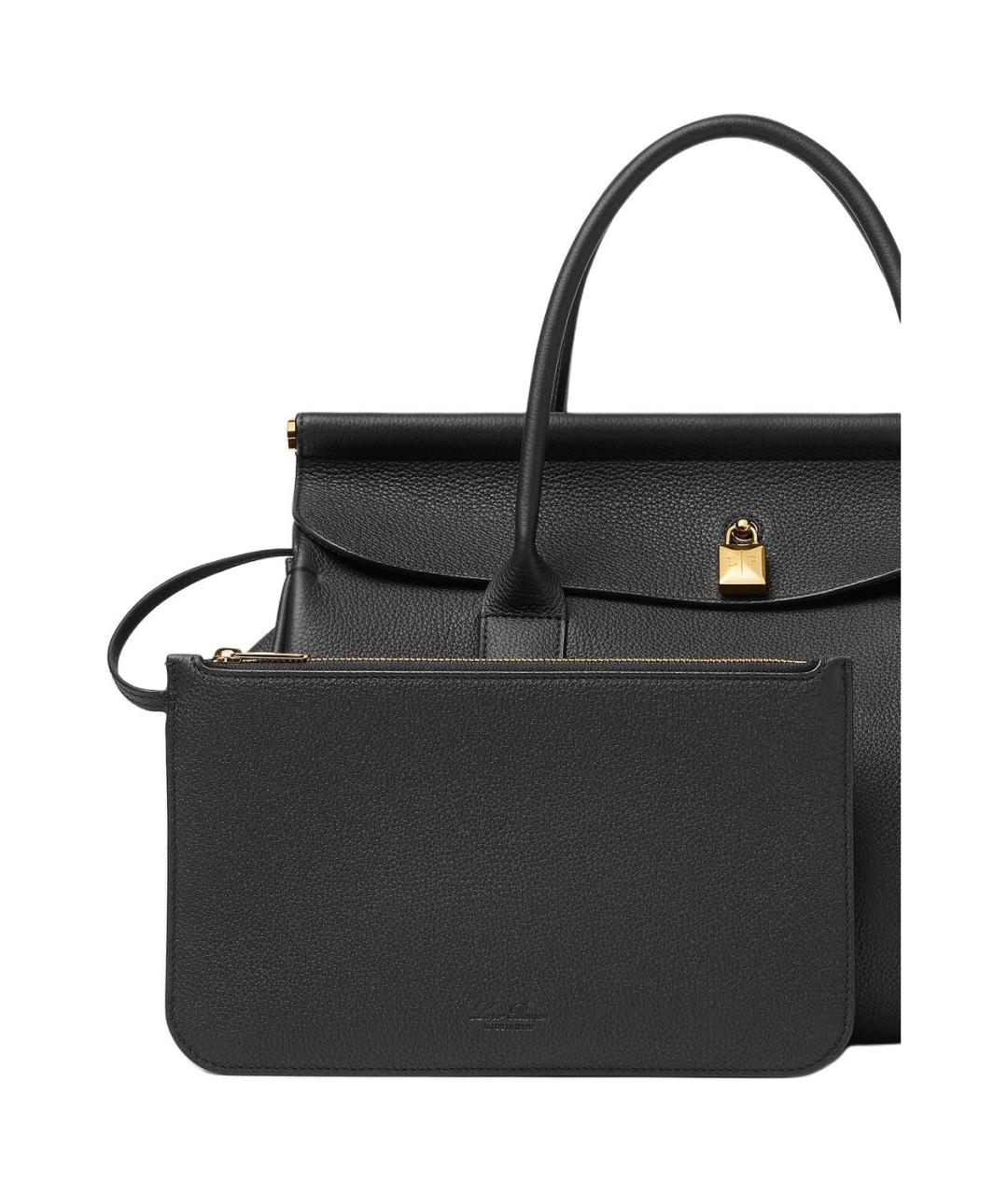 LORO PIANA Черная кожаная сумка тоут, фото 7