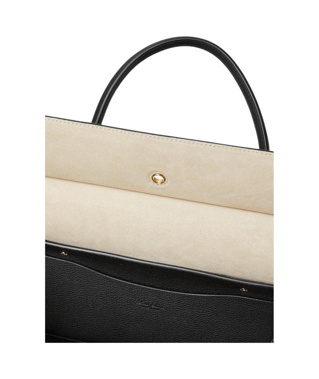 LORO PIANA Черная кожаная сумка тоут, фото 6