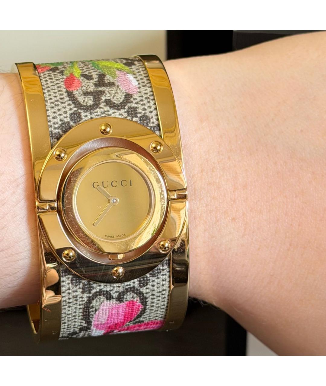 GUCCI Золотые стальные часы, фото 4