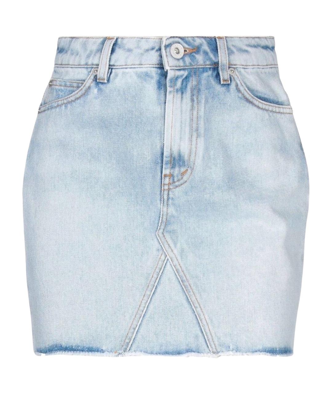 HERON PRESTON Голубая хлопковая юбка мини, фото 1