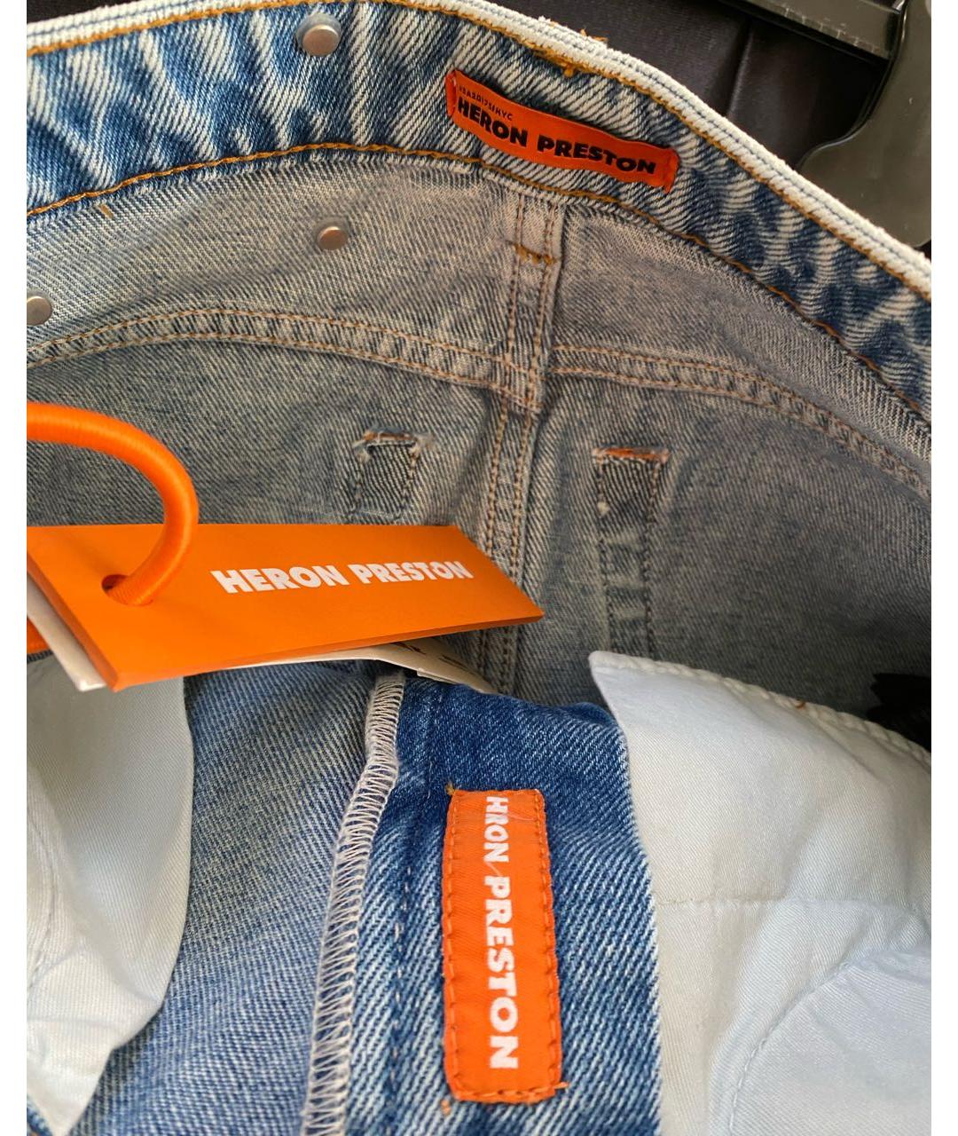 HERON PRESTON Голубая хлопковая юбка мини, фото 6