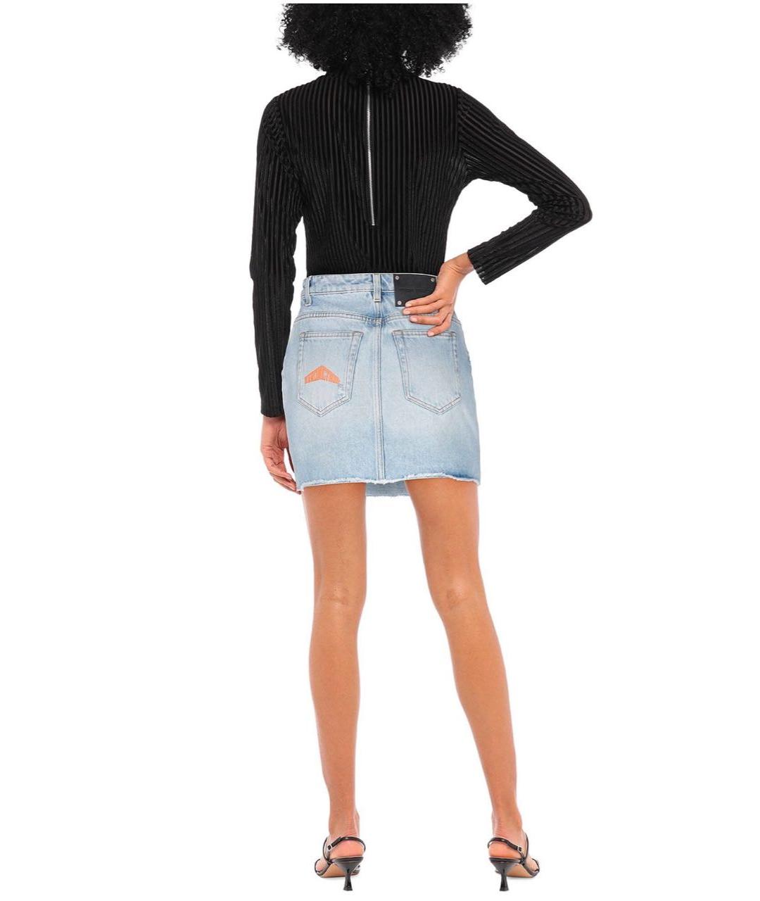 HERON PRESTON Голубая хлопковая юбка мини, фото 3