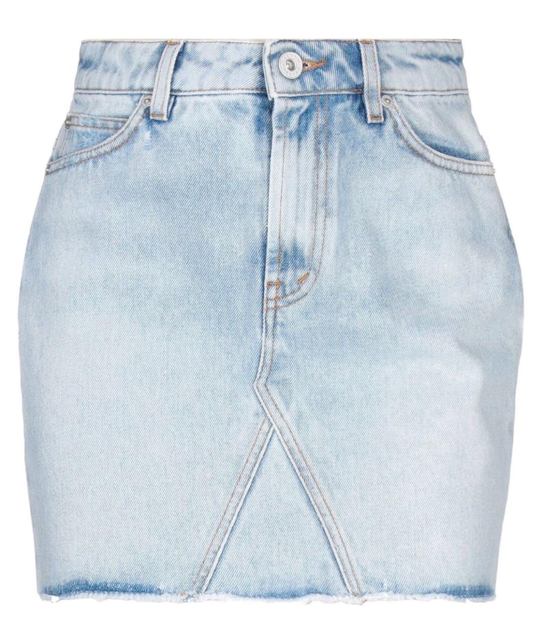 HERON PRESTON Голубая хлопковая юбка мини, фото 9