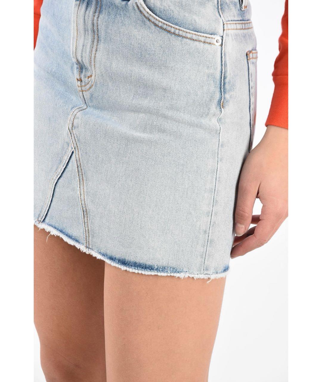 HERON PRESTON Голубая хлопковая юбка мини, фото 7