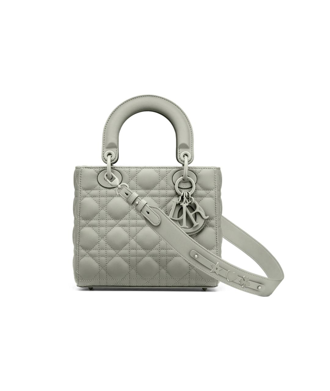 CHRISTIAN DIOR Серая кожаная сумка с короткими ручками, фото 1